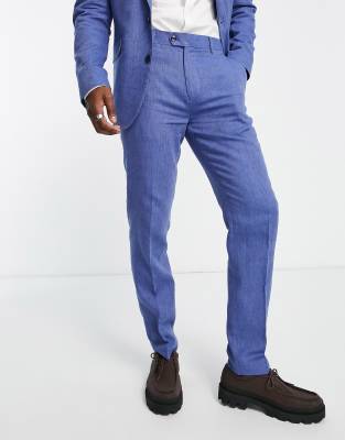 Gianni Feraud Gianni Feraud slim fit suit trousers in blue herringbone