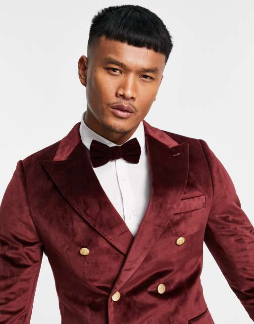 Gianni Feraud slim fit velvet double breasted blazer ASOS