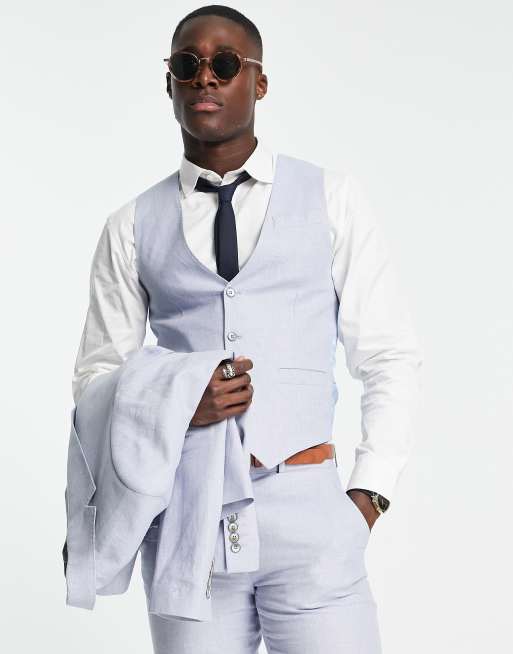 Blue suit white on sale vest