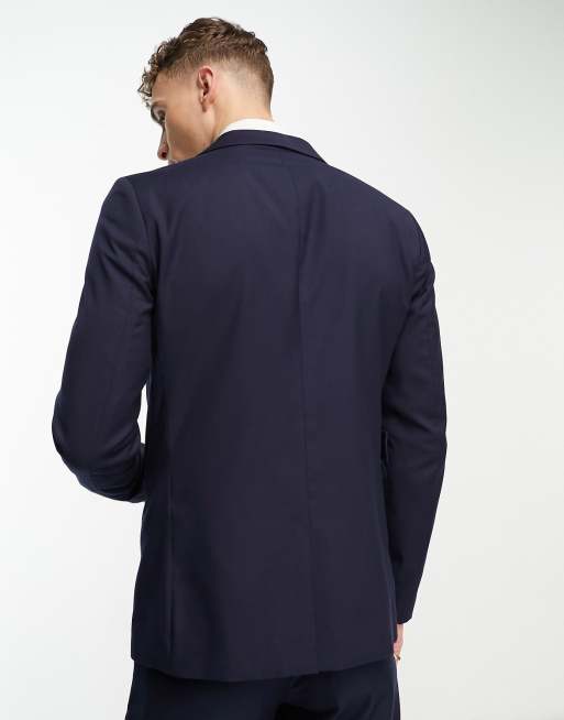 Gianni Feraud slim suit jacket with side buckle in navy