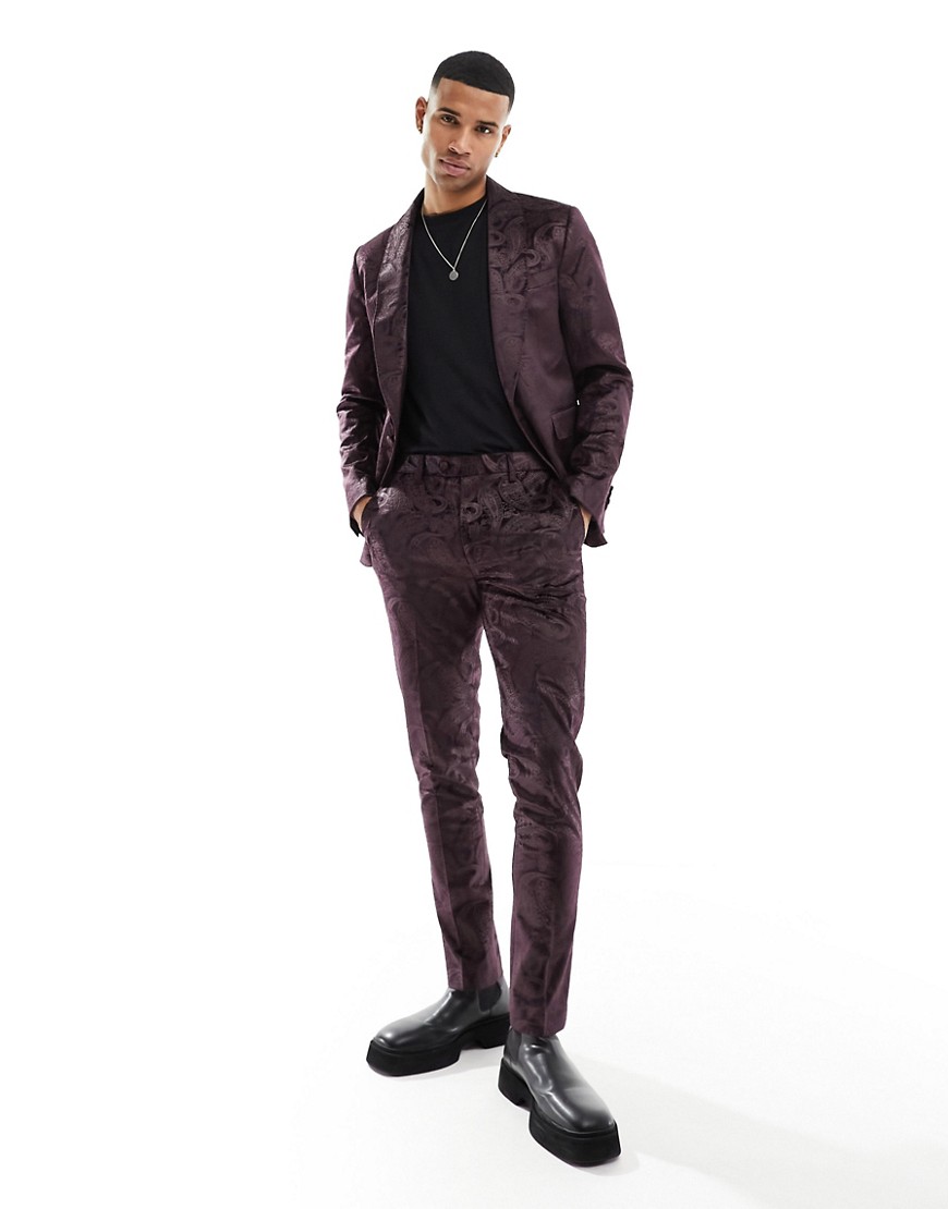 Gianni Feraud slim suit trousers in black-Purple