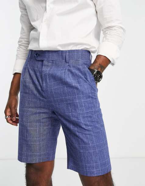 Gianni Feraud smart shorts in navy check - view 1
