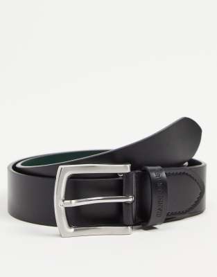 smooth leather belt in black