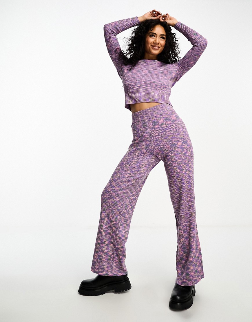 Gianni Feraud space knit wide leg knit pants in purple - part of a set