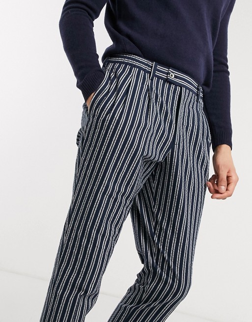 Gianni Feraud striped loose fit elasticated waistband trouser