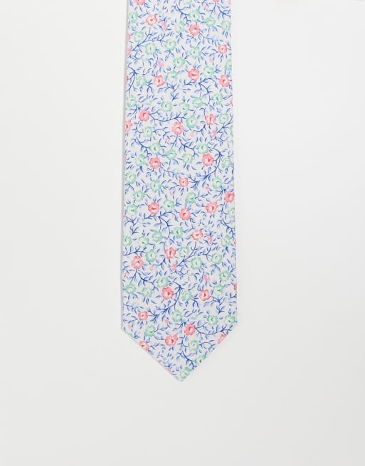 Gianni Feraud - Stropdas met bloemenprint in blauw en rood