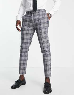Gianni Feraud suit trousers in grey check - ASOS Price Checker