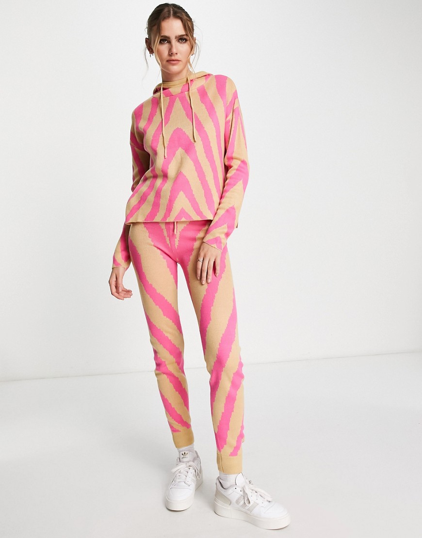 Gianni Feraud Swirl Print Knit Sweatpants In Pink - Part Of A Set-brown