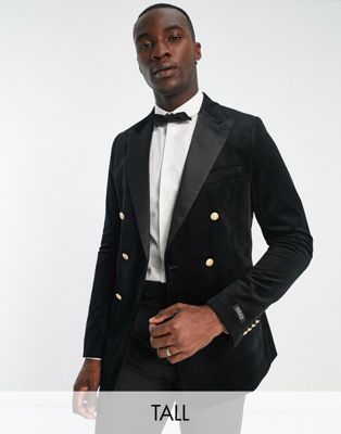 Gianni Feraud Tall blazer in black velvet with stain lapel