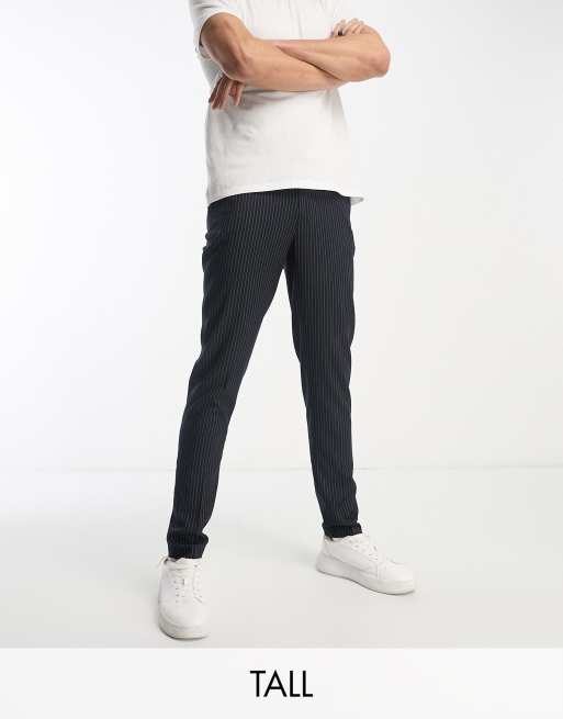 Gianni Feraud Tall slim suit pants in blue pinestripe