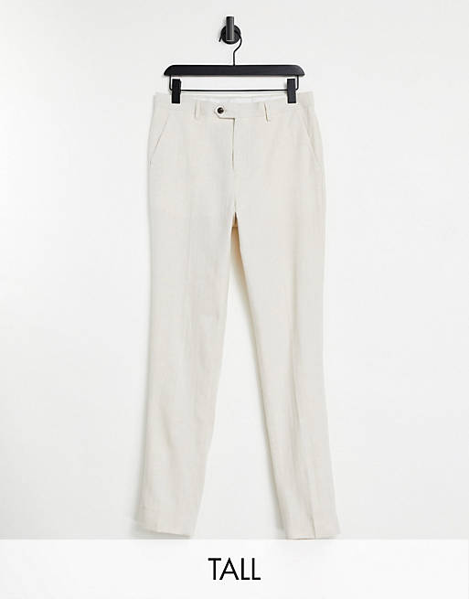Gianni Feraud Tall Wedding linen slim fit cropped suit trousers