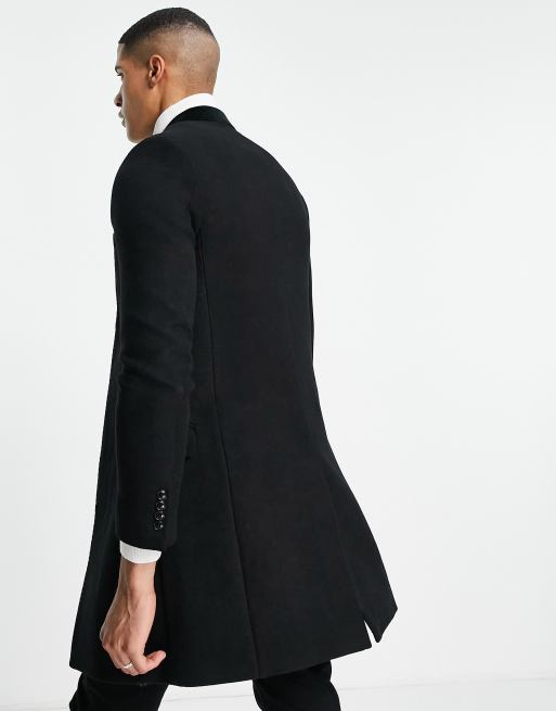 Mens overcoat with hot sale velvet collar