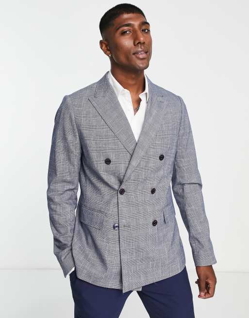 Gianni Feraud - Veste de costume double boutonnage à carreaux - Gris