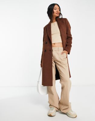 Topshop + Petite Faux Leather Mid Length 70s Style Car Coat