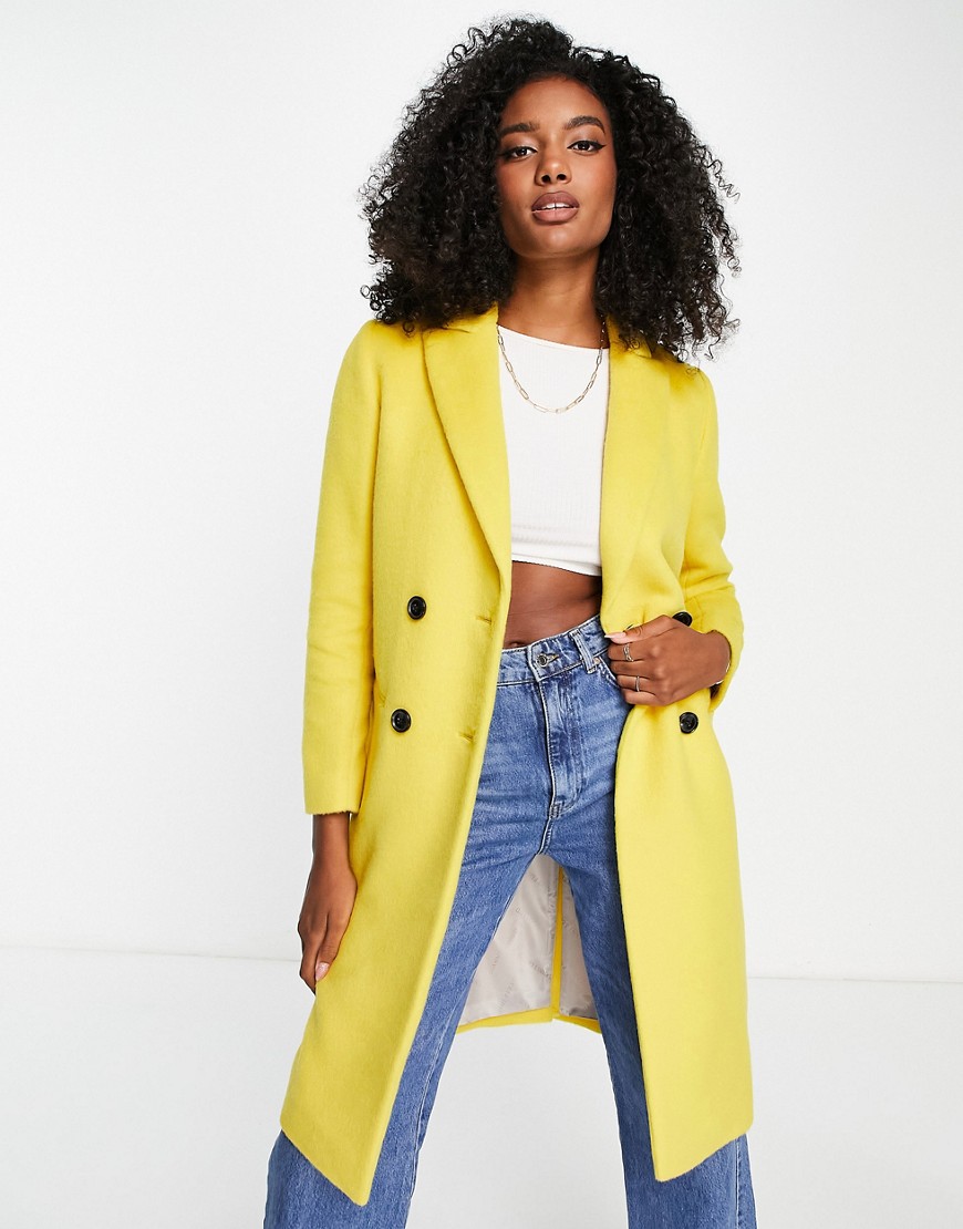 Gianni Feraud Viv double breasted coat in yellow