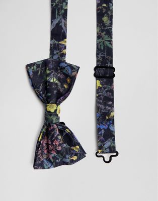 Gianni Feraud - Vlinderdas met wilde bloemen en libertyprint-Marineblauw