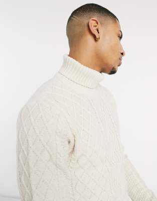 cream knitted roll neck jumper