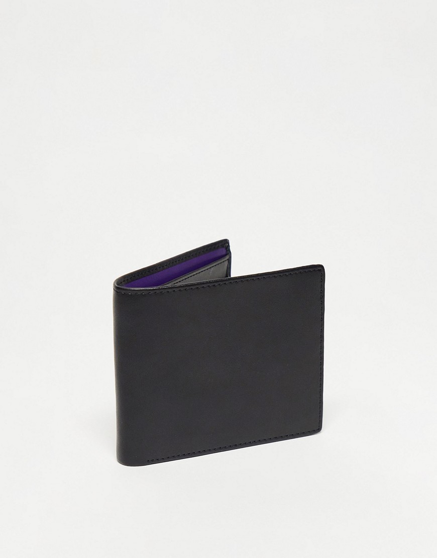 Gianni Feraud wallet in black with purple lining