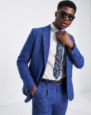 Gianni Feraud Gianni Feraud wedding linen slim fit suit jacket-Blue