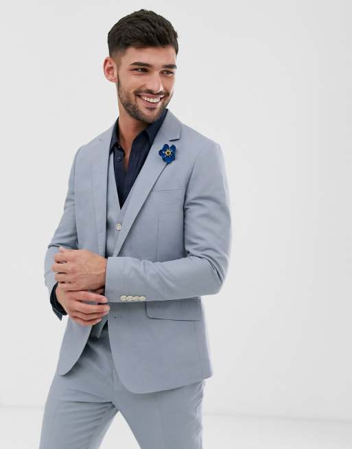 Gianni Feraud – Wedding – Blauer Leinenanzug in schmaler Passform , 4 von 4