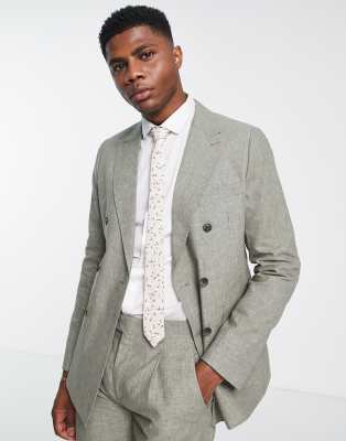 Slim Single Breasted Linen Suit Jacket