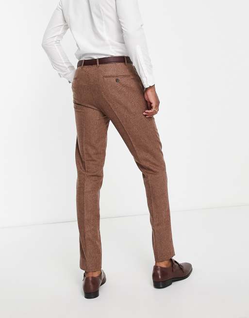 Gianni Feraud wedding slim fit herringbone wool blend suit pants, 2 of 4