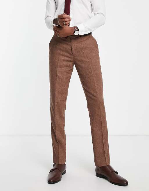 Gianni Feraud wedding slim fit herringbone wool blend suit trousers, 3 of 4