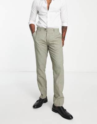 Gianni Feraud Gianni Feraud wedding slim fit linen suit trousers-Green