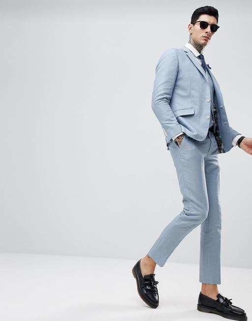Gianni Feraud Wedding Slim Fit Plain Linen Suit, 3 of 4