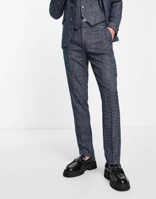 Gianni Feraud wedding slim suit trousers in navy tweed | ASOS