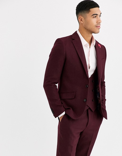 Gianni Feraud Winter Wedding Slim Fit Tweed Wool Blend Suit Jacket