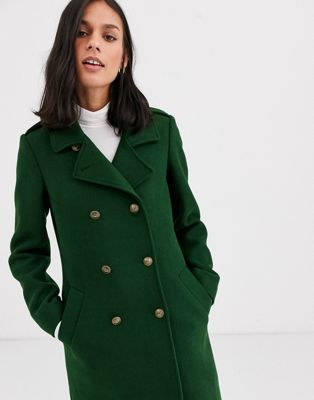 tommy hilfiger piped wool military coat