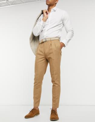 cream ankle grazer trousers