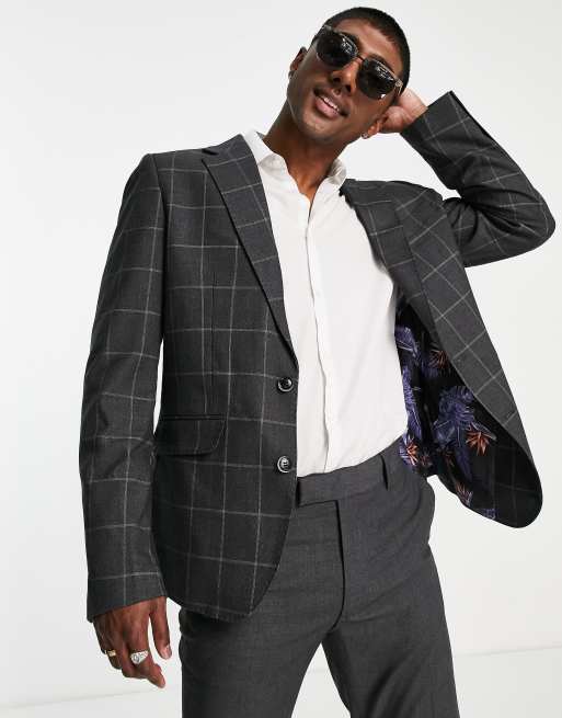 Gianni Feraud – Zweireihiger Blazer in Grau kariert 