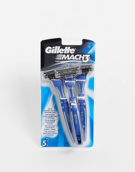 Gillette Mach 3 Disposable Razor - 5 pack