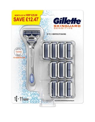 Gillette – SkinGuard Big Blade – Set Rasierer mit 11 Rasierklingen-No colour