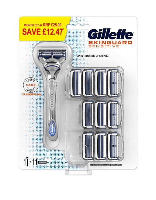 Gillette - SkinGuard - Confezione rasoio + 11 lamette