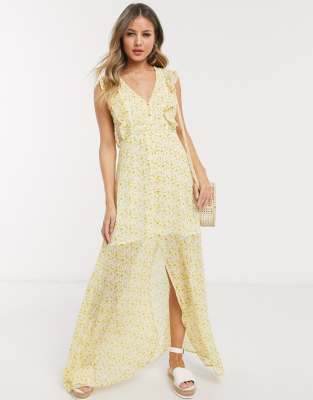 yellow ruffle maxi dress