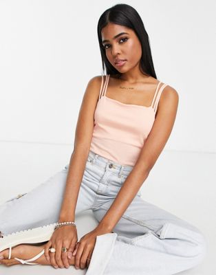 Gilli cami  bodysuit with strap detail in pink