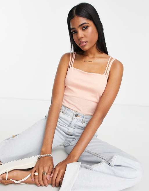 Gilli cami bodysuit with strap detail in pink ASOS
