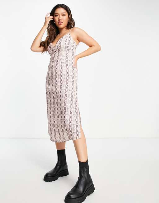 Gilli cami stap midi dress in snake print ASOS