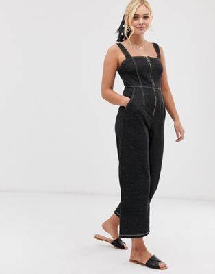 Gilli - Culotte-jumpsuit met contrasterend stiksel-Zwart