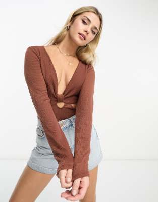 Коричневое боди с длинными рукавами от Джилли