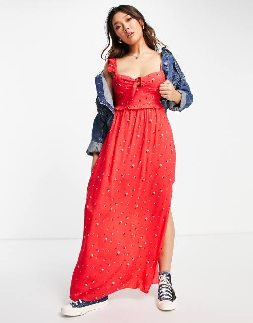 Asos red 2024 floral maxi dress