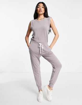 Gilli drawstring waist jersey jumpsuit in lilac