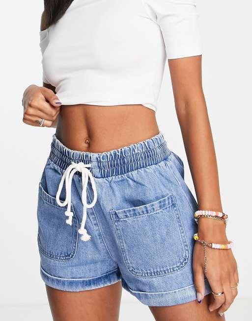 Denim shorts with drawstring 2024 waist