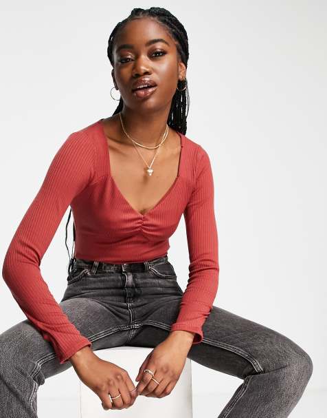 Gilli long sleeve bodysuit in rust - view 1