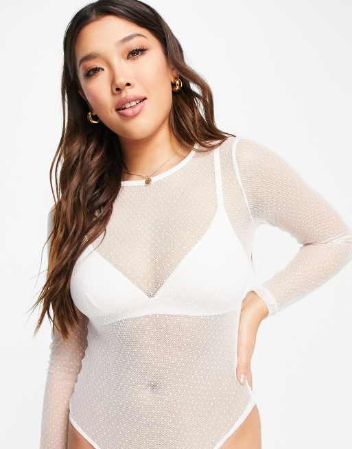 White mesh sales bodysuit