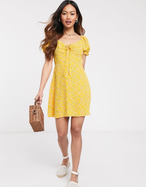 Gilli mini tea dress in yellow floral | ASOS