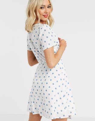 polka dot mini wrap dress